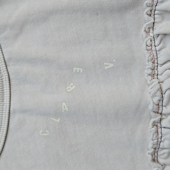 CLARE VRuffle Cotton Sweater In White Size Small - Picture 5 of 6